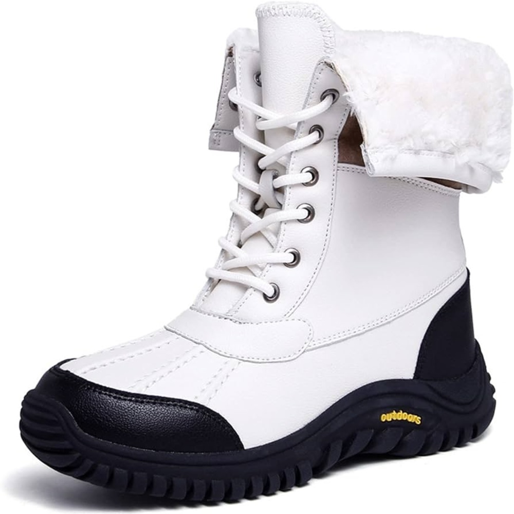 Womens Snow Boots Furry Warm Plus Cotton Suede Waterproof Mid-Calf